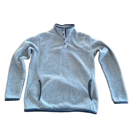 Eddie Bauer Womens Sweatshirt Gray Sz S 1/4 Button  Long Sleeve T4372 - Picture 2 of 5